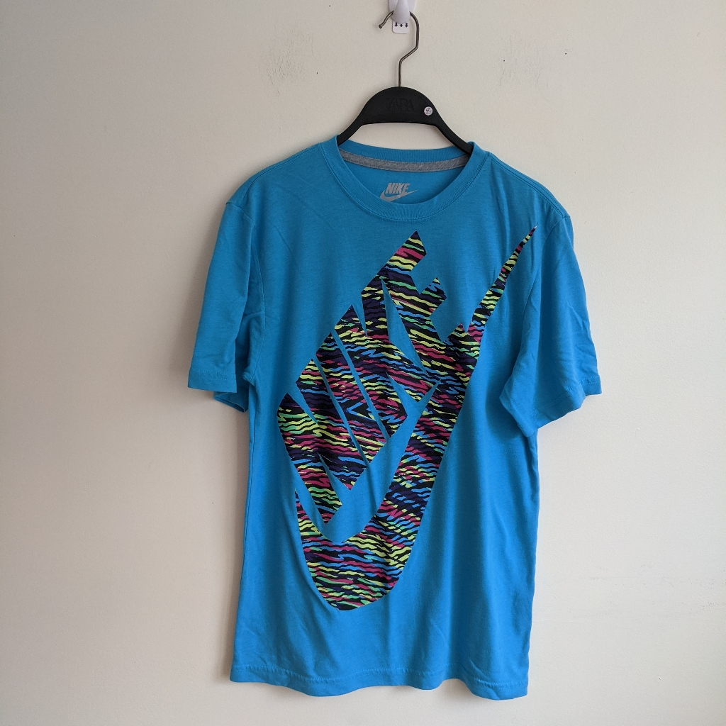 Nike Futura Large Swoosh Logo Neon Tribal Print T-Shirt Men's Size Small